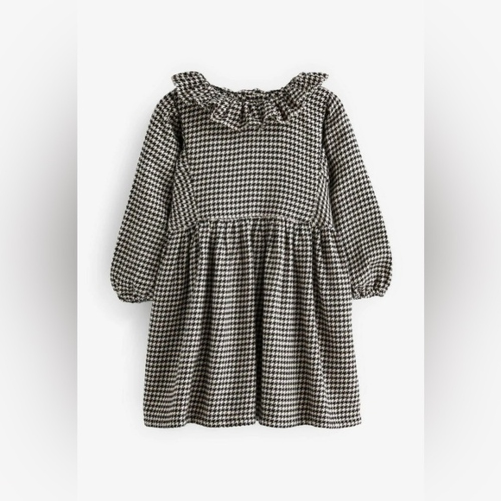 Next Nordstrom Girls Ruffle Collar Dogtooth Dress size 2-3 Yrs NWT Houndstooth